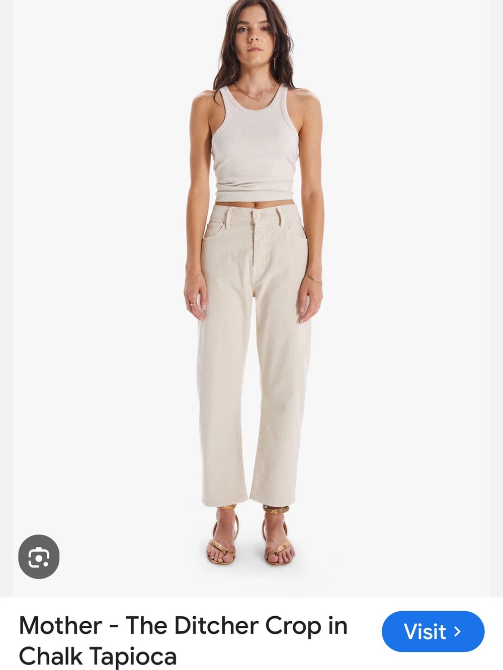 MOTHER Cropped Straight Jeans in Chalk